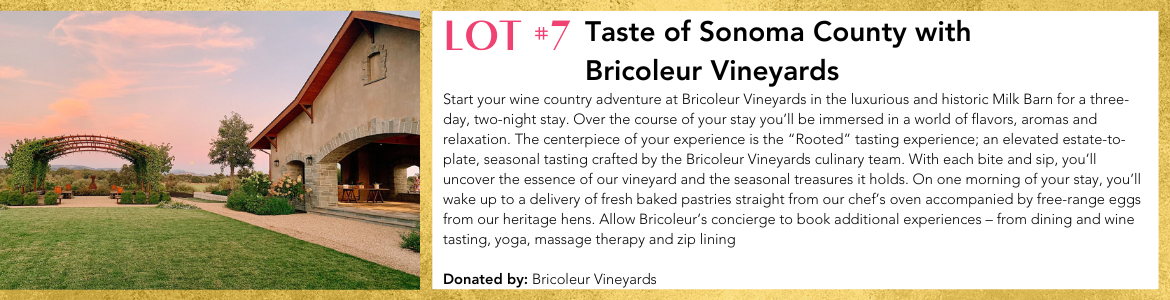 Lot #7 - Taste of Sonoma County with Bricoleur Vineyards